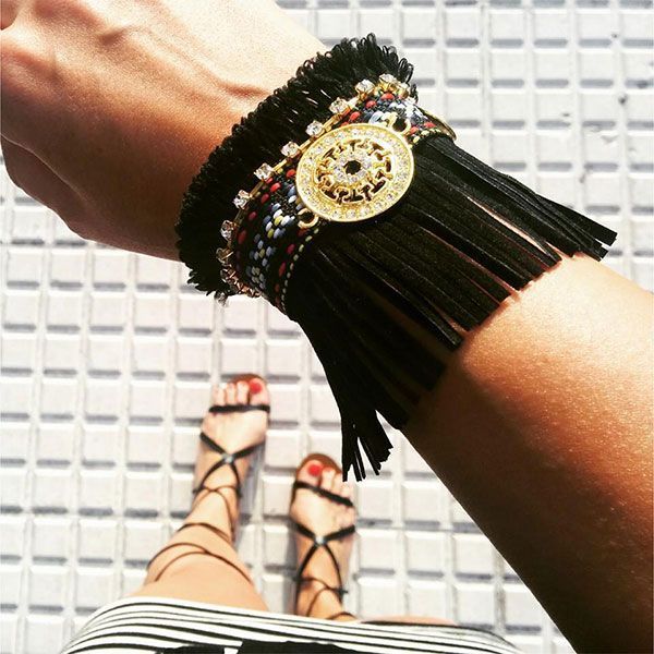 brazalete etnico boho flecos ante