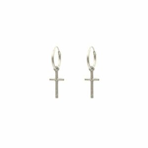 pendientes cross plata