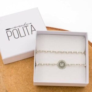 pack pulsera initials perla plata