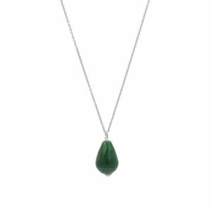 collar de plata de ley con piedra natural agata verde