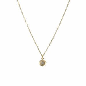 collar de plata de ley con baño de oro y colgante en forma de sol con circonitas