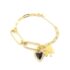 pulsera de eslabones con corazon negro y trebol