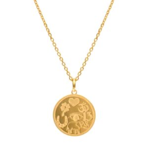 collar medalla con simbolos de la suerte
