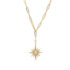 Collar estrella del norte laton baño oro perla de rio