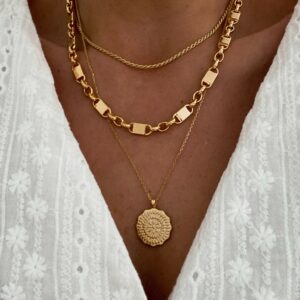 collares baño oro moneda